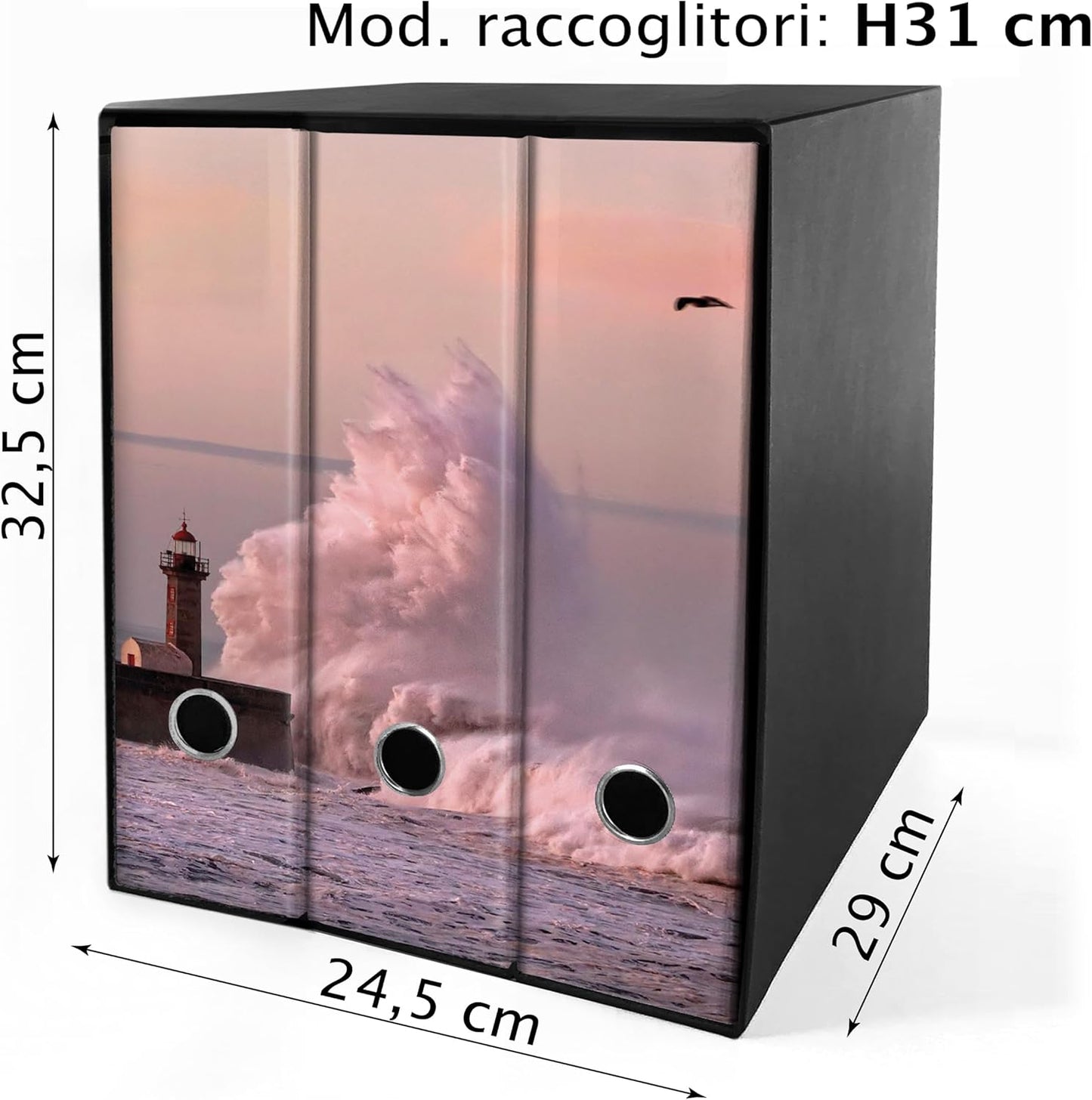 Set 3 raccoglitori ad anelli - FARO con ONDA (H31 cm con 2 anelli)