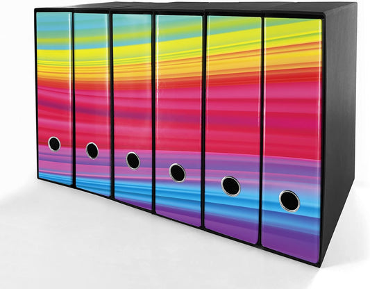 Set da 6 raccoglitori ad anelli ARCOBALENO - Faldoni SHAREPRINTING (H31 con 2 anelli)