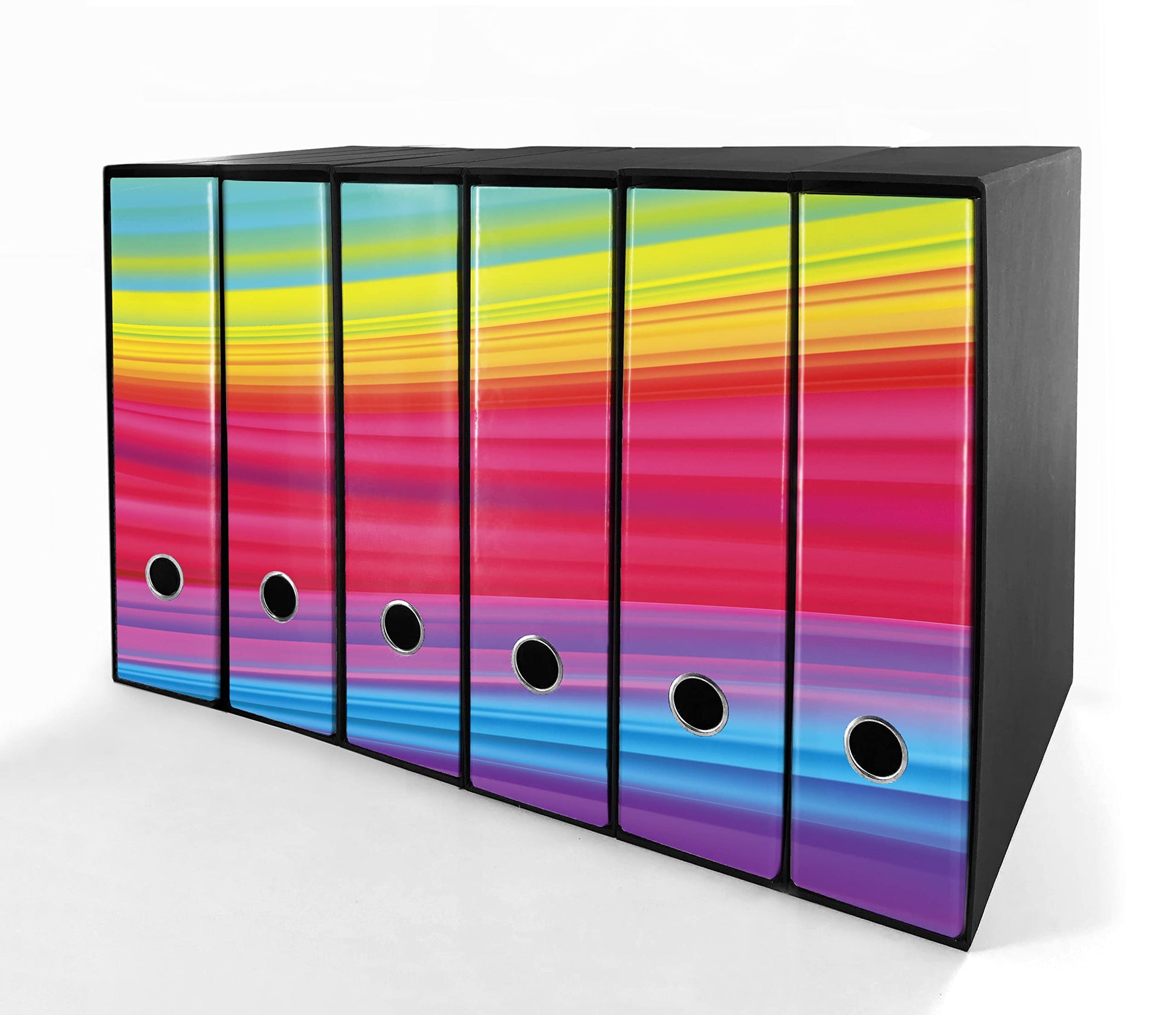 Set da 6 raccoglitori ad anelli ARCOBALENO - Faldoni SHAREPRINTING (H31 con 2 anelli)