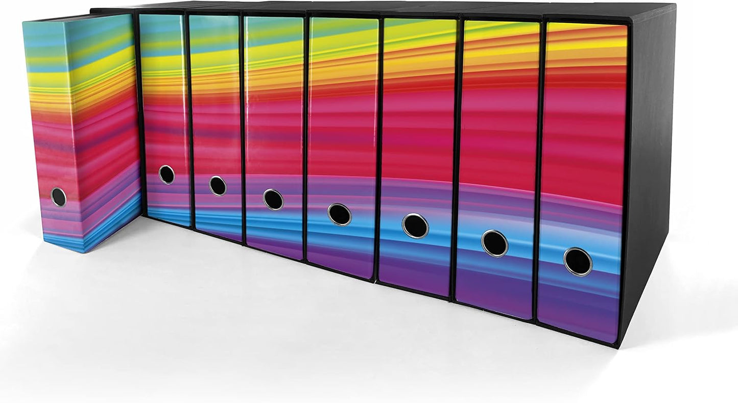 Set da 8 raccoglitori ad anelli ARCOBALENO - Faldoni SHAREPRINTING (H31 con 2 anelli)