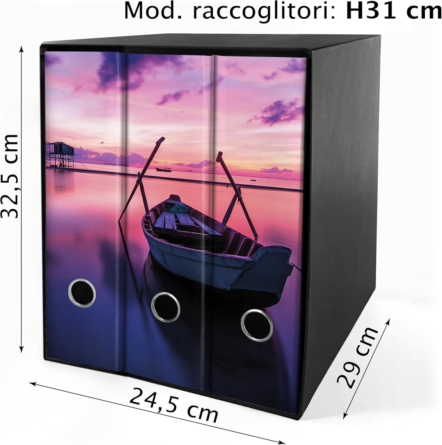 Set 3 raccoglitori ad anelli - BARCA all' ALBA (H31 cm con 2 anelli)