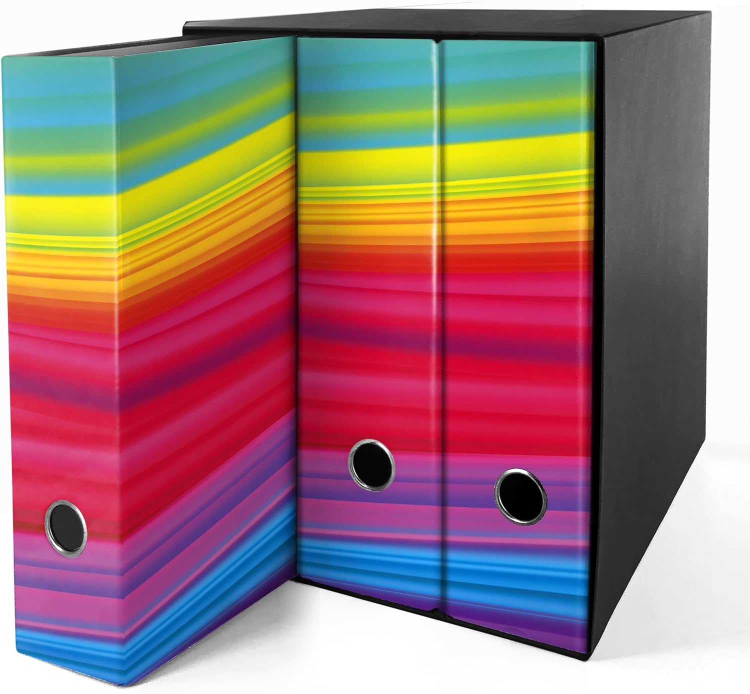 Set da 3 raccoglitori ad anelli ARCOBALENO - Faldoni SHAREPRINTING (H31 con 2 anelli)