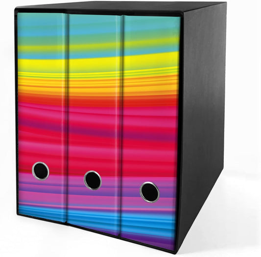 Set da 3 raccoglitori ad anelli ARCOBALENO - Faldoni SHAREPRINTING (H31 con 2 anelli)