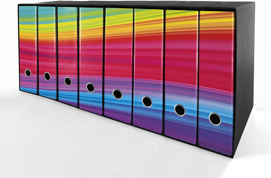 Set da 8 raccoglitori ad anelli ARCOBALENO - Faldoni SHAREPRINTING (H31 con 2 anelli)