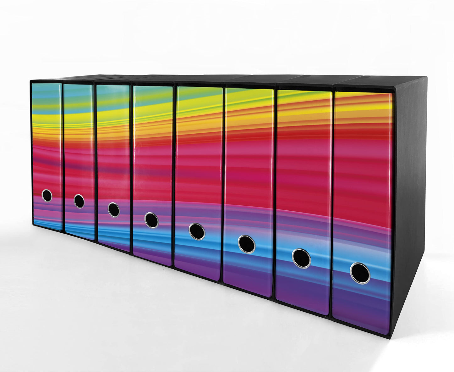 Set da 8 raccoglitori ad anelli ARCOBALENO - Faldoni SHAREPRINTING (H31 con 2 anelli)