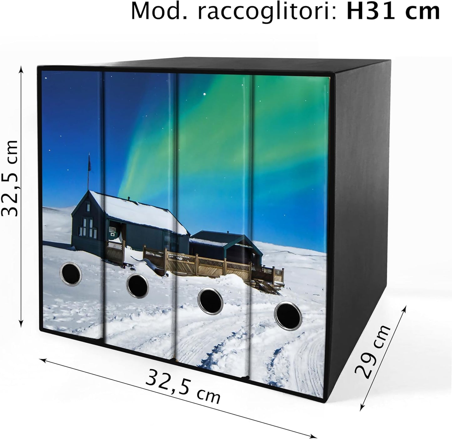 Set da 4 raccoglitori ad anelli - AURORA (H31 cm con 2 anelli)