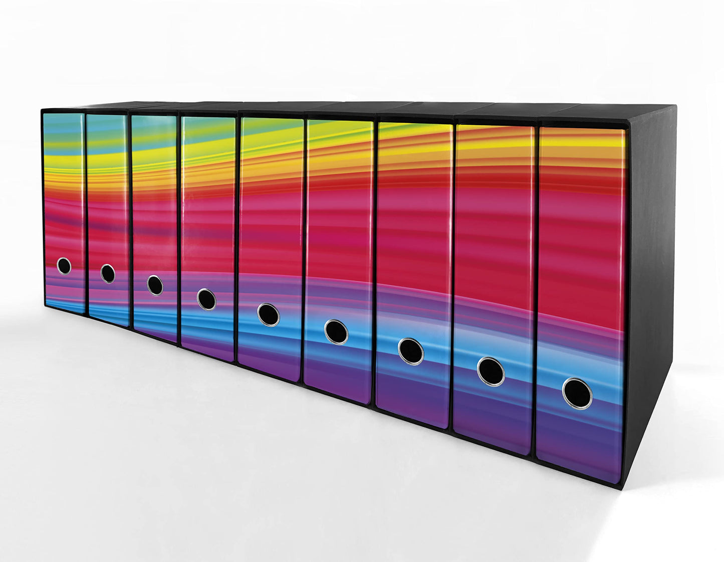 Set da 9 raccoglitori ad anelli ARCOBALENO - Faldoni SHAREPRINTING (H31 con 2 anelli)