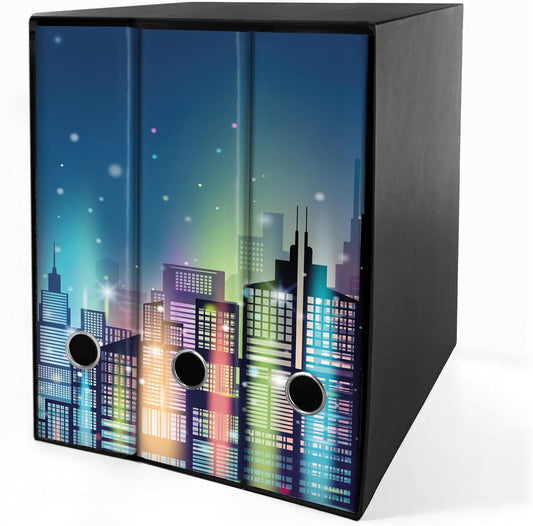 Set da 3 raccoglitori ad anelli CITTA DI NOTTE - Faldoni SHAREPRINTING (H31 con 2 anelli)