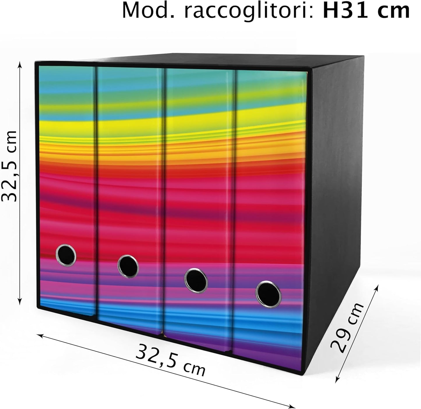 Set da 4 raccoglitori ad anelli ARCOBALENO - Faldoni SHAREPRINTING (H31 con 2 anelli)