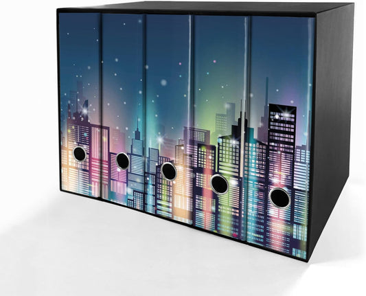 Set da 5 raccoglitori ad anelli - CITTA DI NOTTE (H31 cm con 2 anelli)