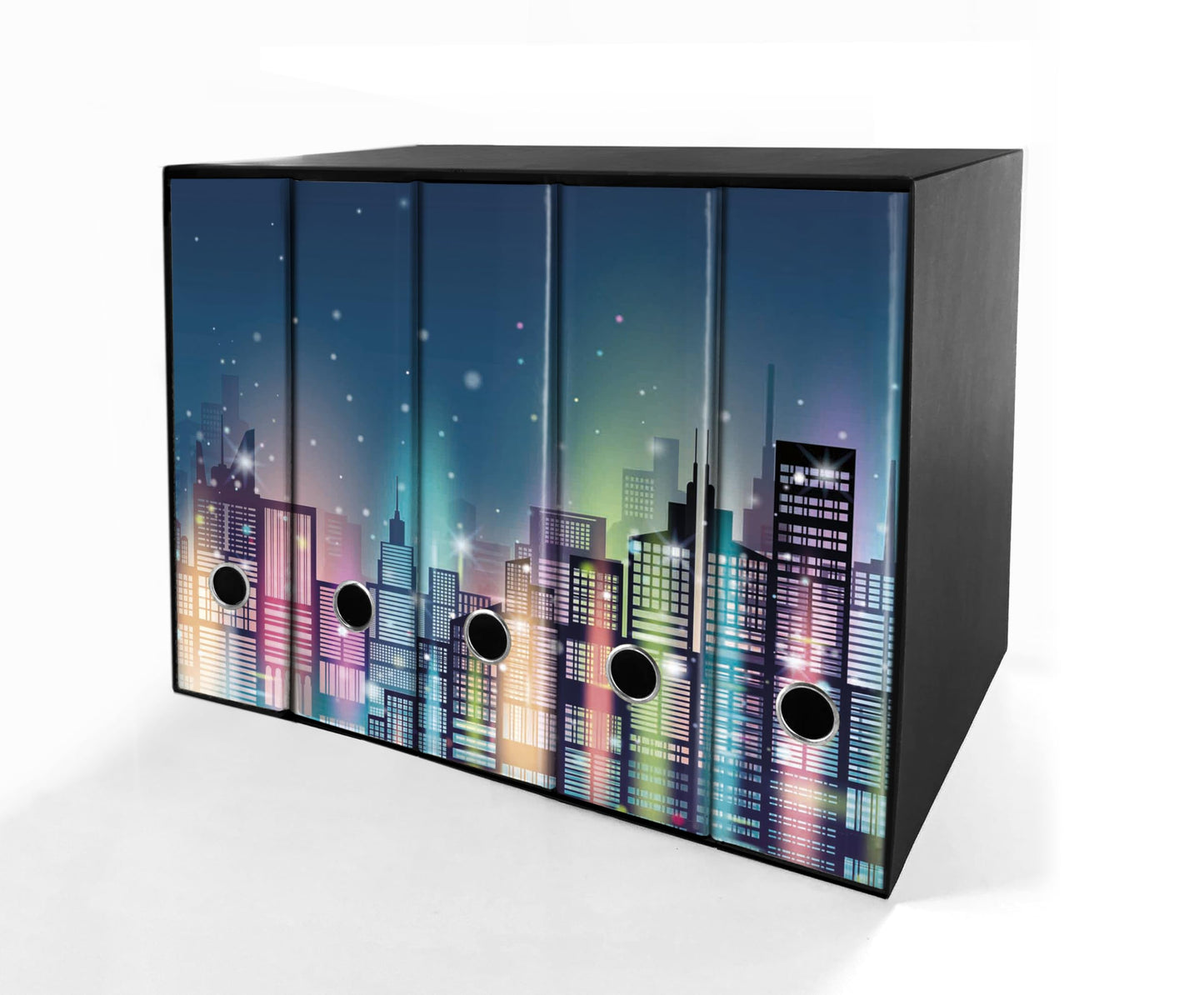 Set da 5 raccoglitori ad anelli - CITTA DI NOTTE (H31 cm con 2 anelli)
