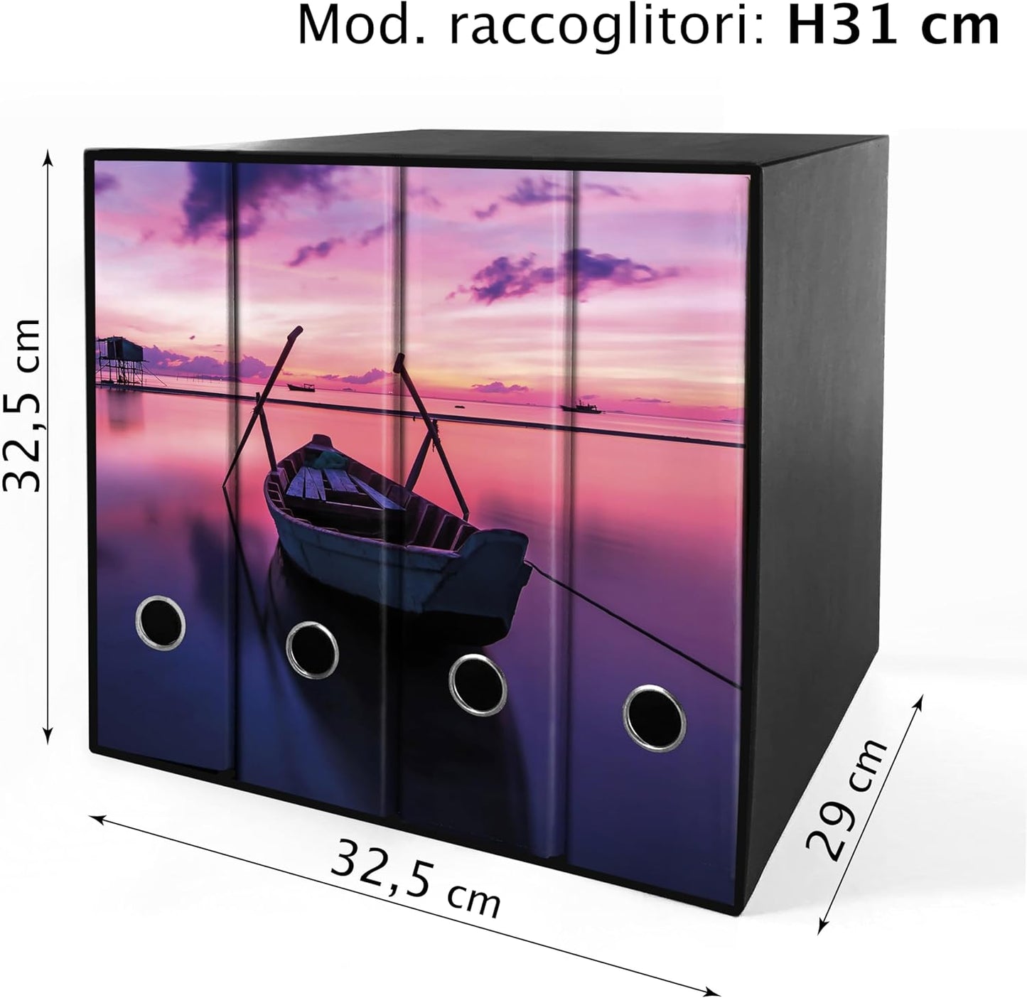Set da 4 raccoglitori ad anelli - BARCA ALBA (H31 cm con 2 anelli)