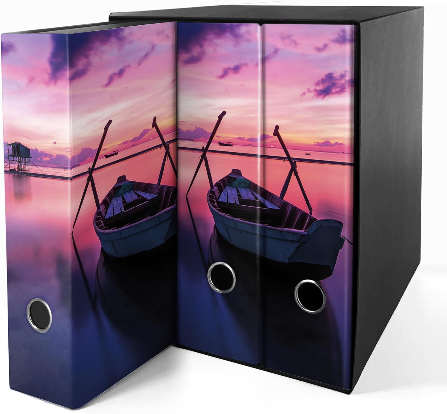 Set 3 raccoglitori ad anelli - BARCA all' ALBA (H31 cm con 2 anelli)