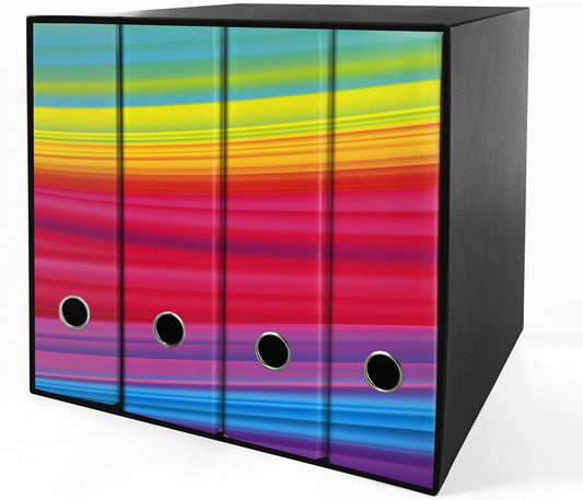 Set da 4 raccoglitori ad anelli ARCOBALENO - Faldoni SHAREPRINTING (H31 con 2 anelli)