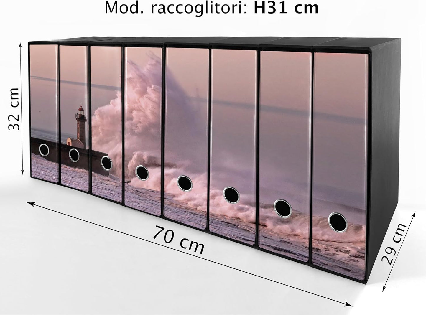 Set da 8 raccoglitori ad anelli FARO CON ONDA - Faldoni SHAREPRINTING (H31 con 2 anelli)