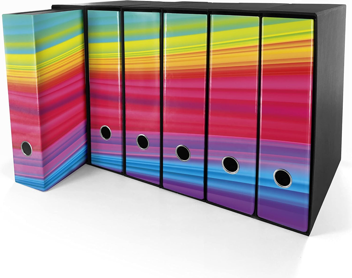 Set da 6 raccoglitori ad anelli ARCOBALENO - Faldoni SHAREPRINTING (H31 con 2 anelli)