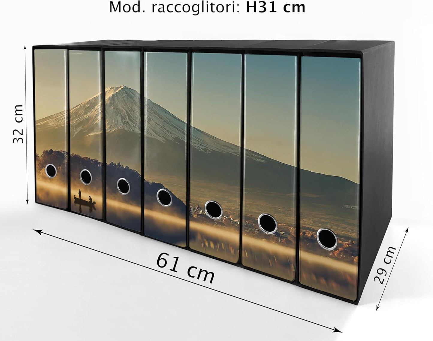 Set da 7 raccoglitori ad anelli MONTE FUJI - Faldoni SHAREPRINTING (H31 con 2 anelli)