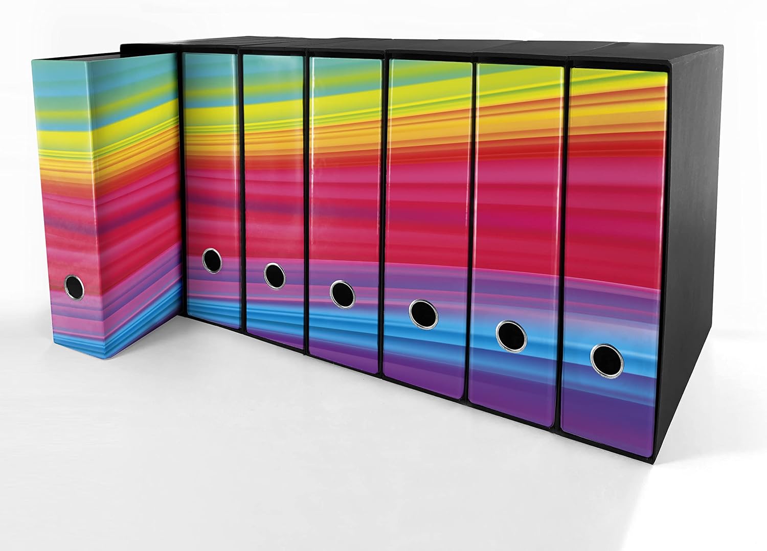 Set da 7 raccoglitori ad anelli ARCOBALENO - Faldoni SHAREPRINTING (H31 con 2 anelli)