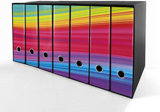 Set da 7 raccoglitori ad anelli ARCOBALENO - Faldoni SHAREPRINTING (H31 con 2 anelli)