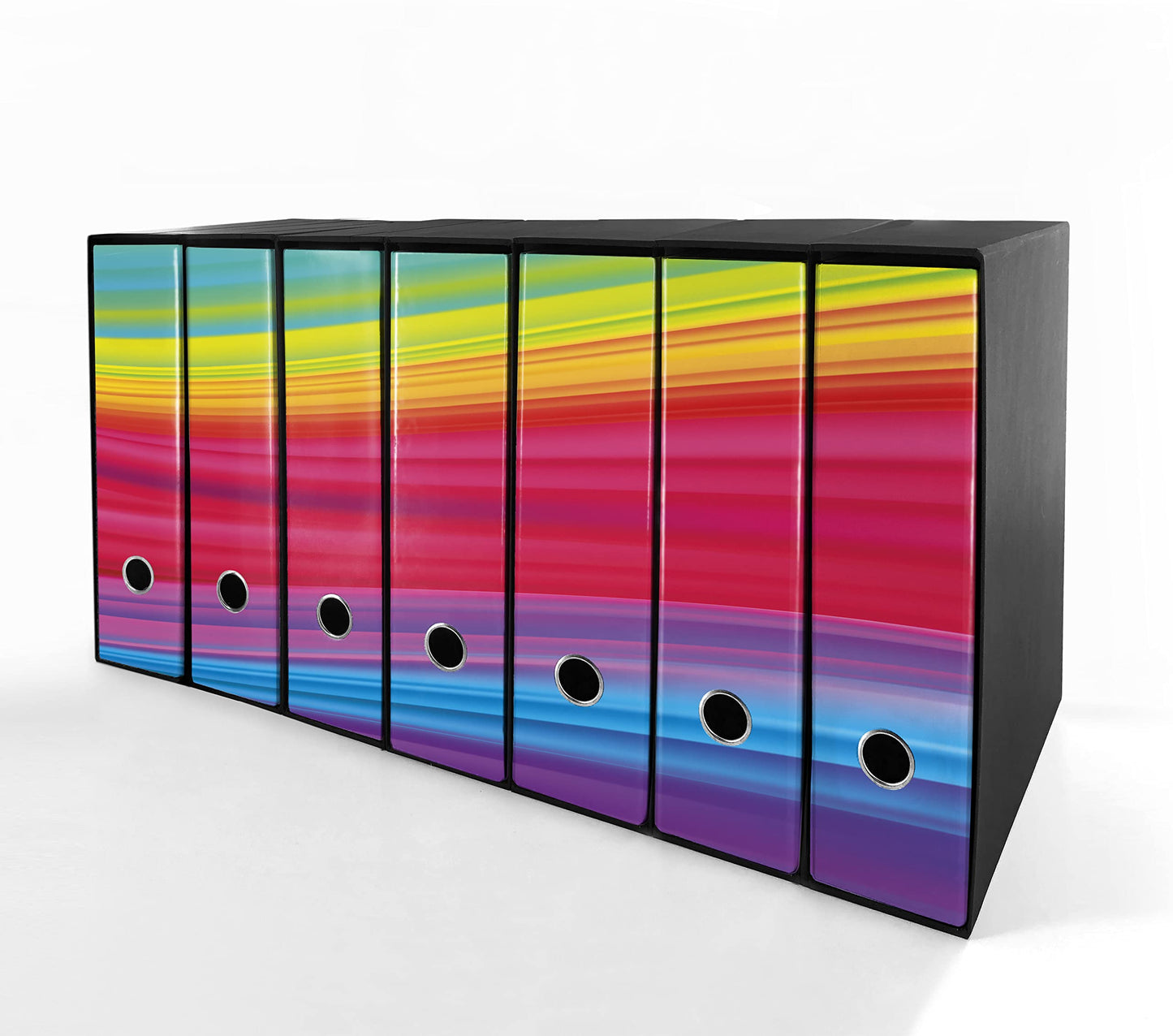 Set da 7 raccoglitori ad anelli ARCOBALENO - Faldoni SHAREPRINTING (H31 con 2 anelli)