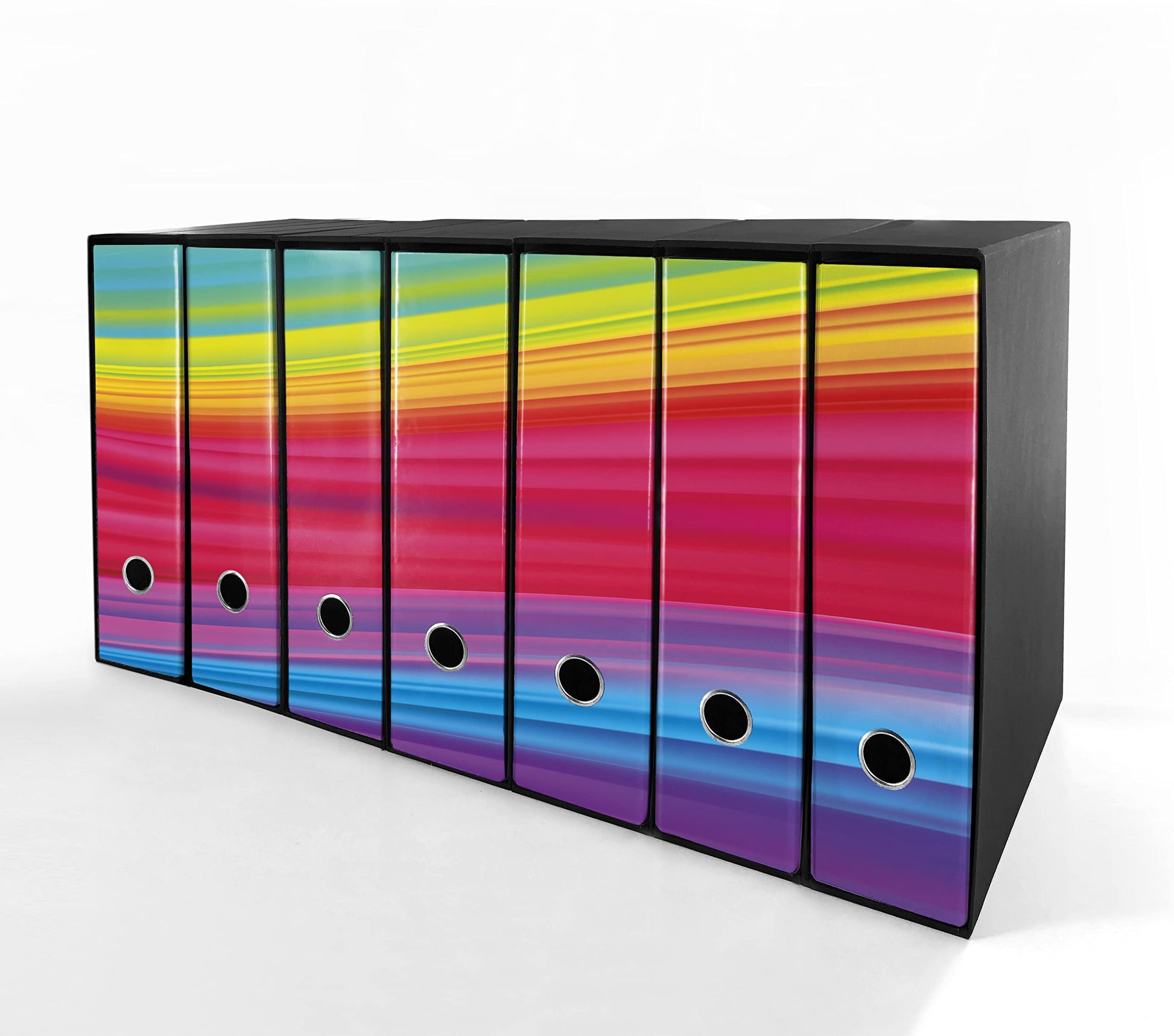 Set da 7 raccoglitori ad anelli ARCOBALENO - Faldoni SHAREPRINTING (H31 con 2 anelli)
