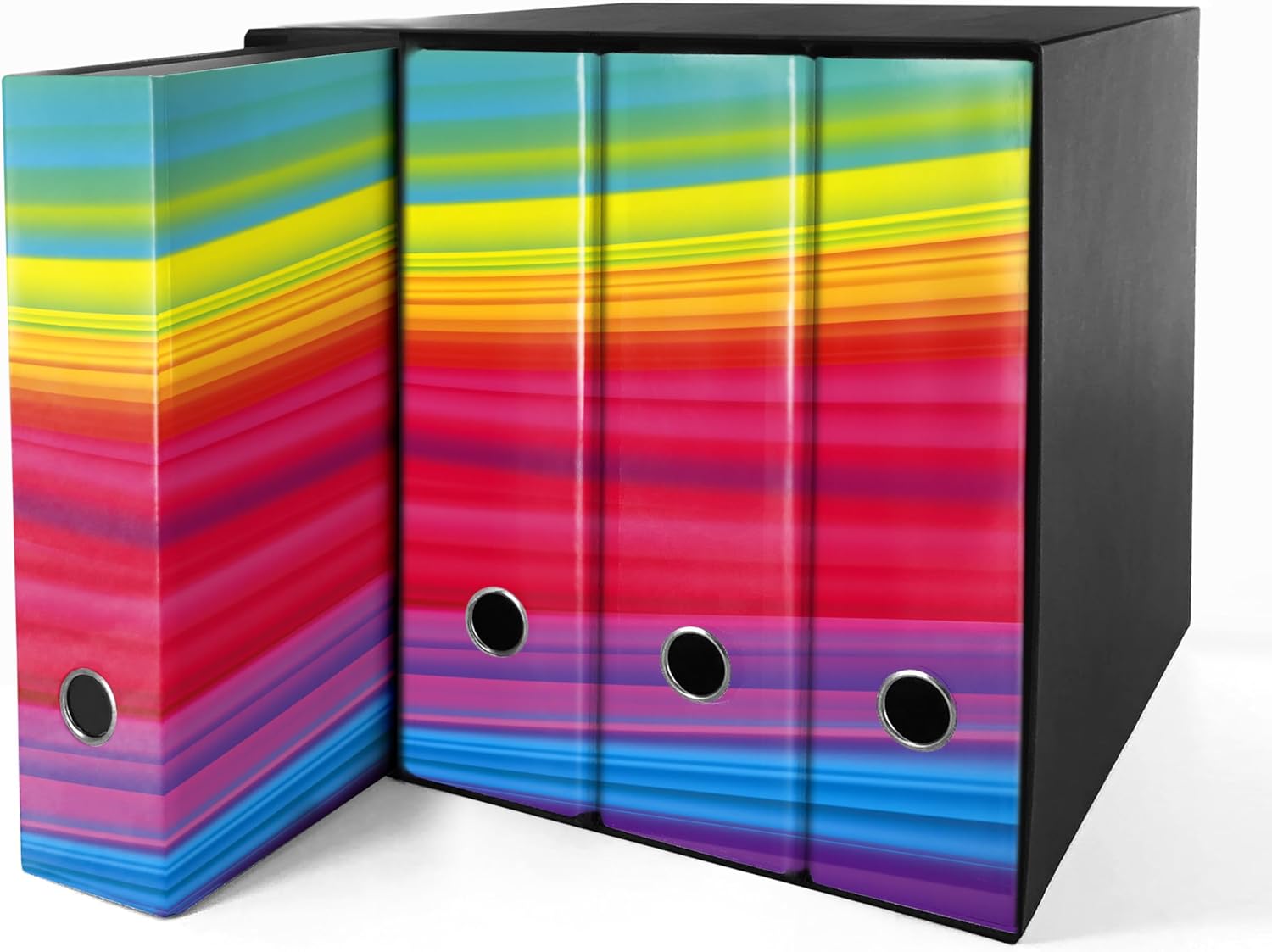 Set da 4 raccoglitori ad anelli ARCOBALENO - Faldoni SHAREPRINTING (H31 con 2 anelli)