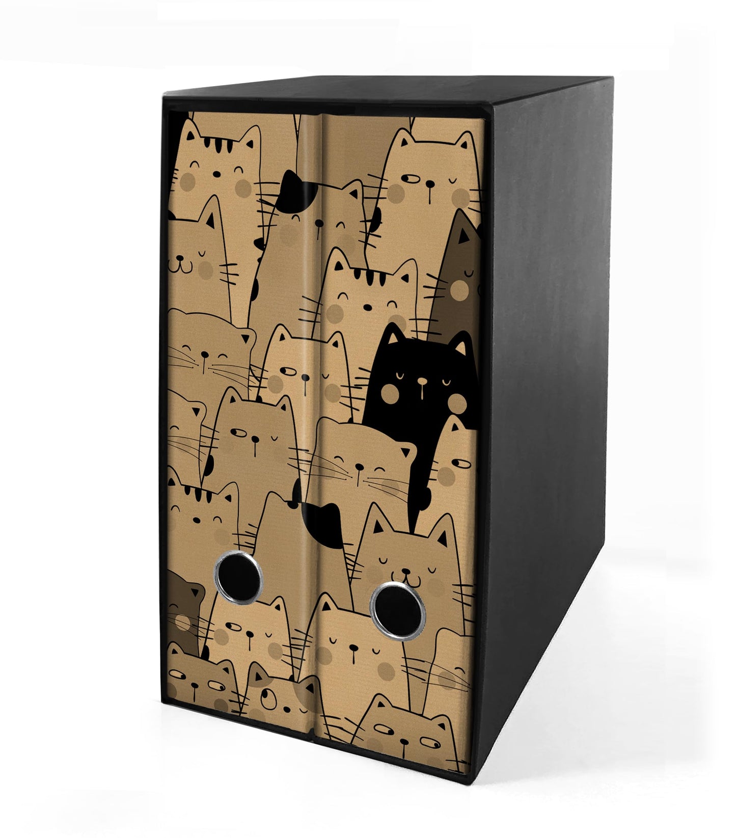 Set da 2 raccoglitori ad anelli dorso 8 cm Avana con box - modello completo di divisori - shareprinting Faldoni (Damasco (H31 a 4 anelli))