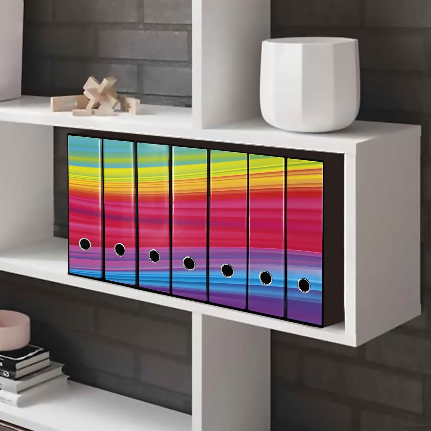 Set da 7 raccoglitori ad anelli ARCOBALENO - Faldoni SHAREPRINTING (H31 con 2 anelli)