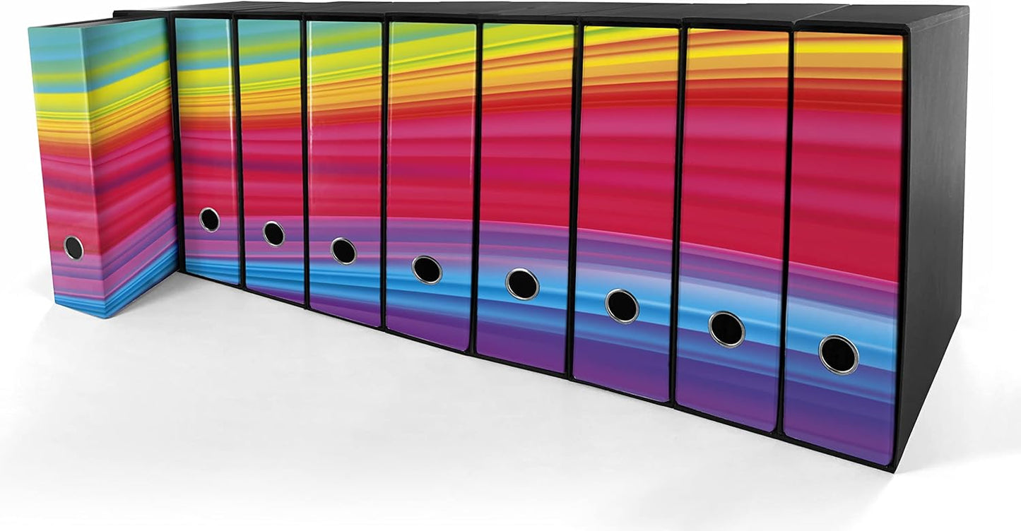 Set da 9 raccoglitori ad anelli ARCOBALENO - Faldoni SHAREPRINTING (H31 con 2 anelli)