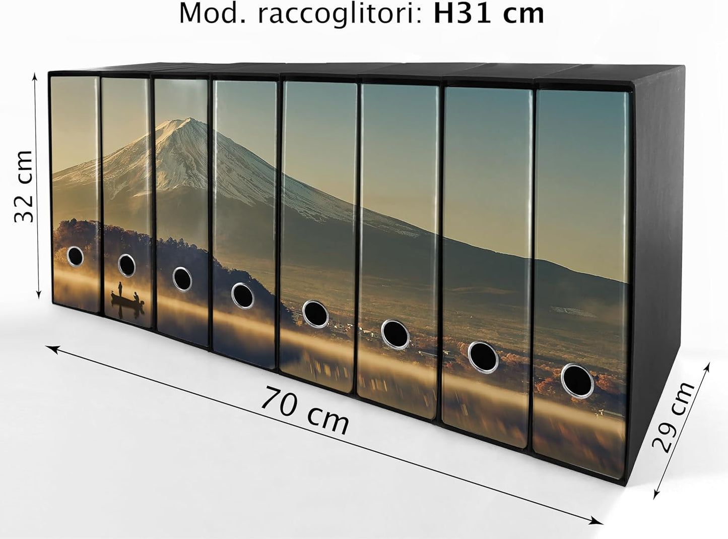 Set da 8 raccoglitori ad anelli MONTE FUJI - Faldoni SHAREPRINTING (H31 con 2 anelli)