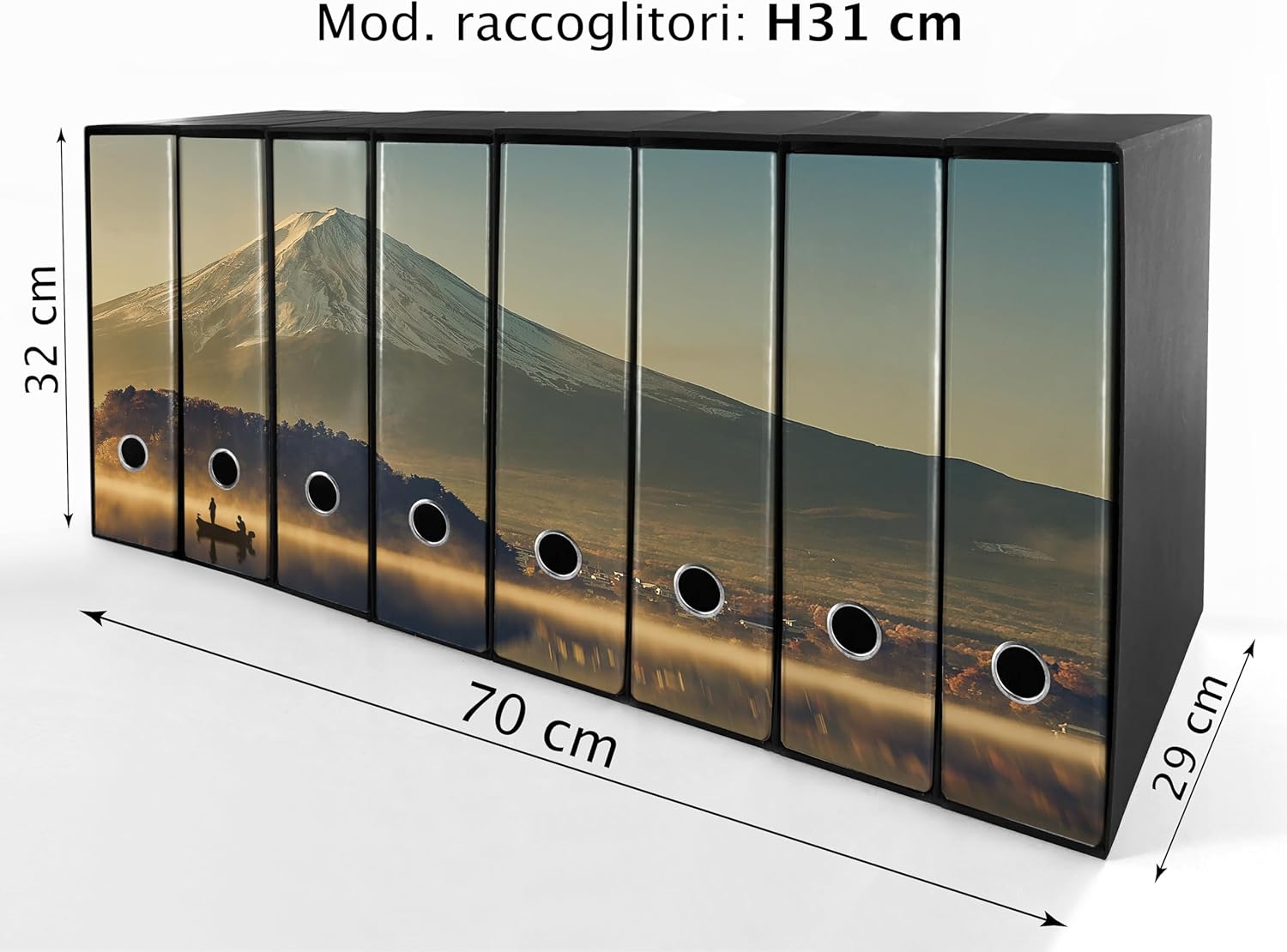 Set da 8 raccoglitori ad anelli MONTE FUJI - Faldoni SHAREPRINTING (H31 con 2 anelli)