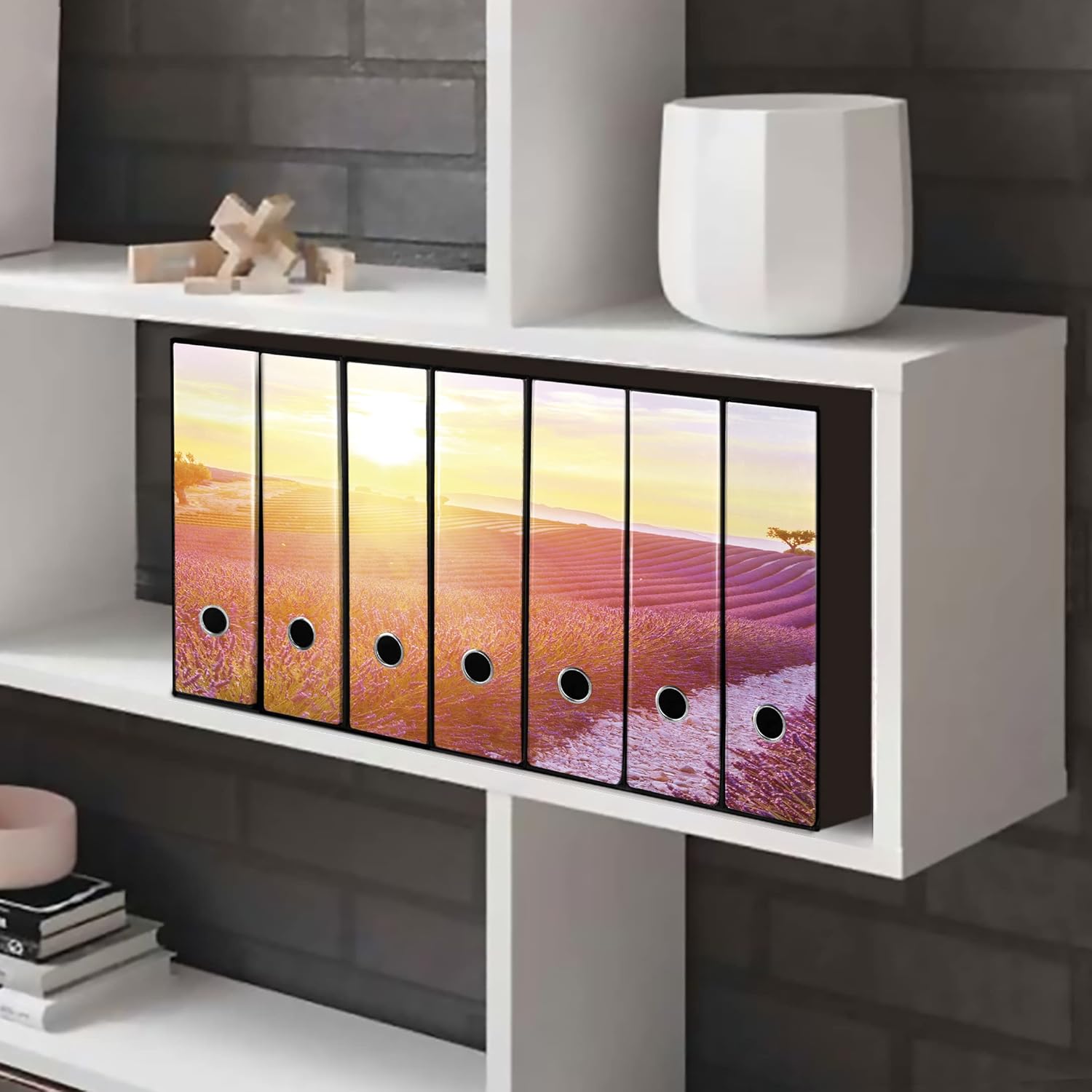 Set da 7 raccoglitori ad anelli LAVANDA AL TRAMONTO - Faldoni SHAREPRINTING (H31 con 2 anelli)