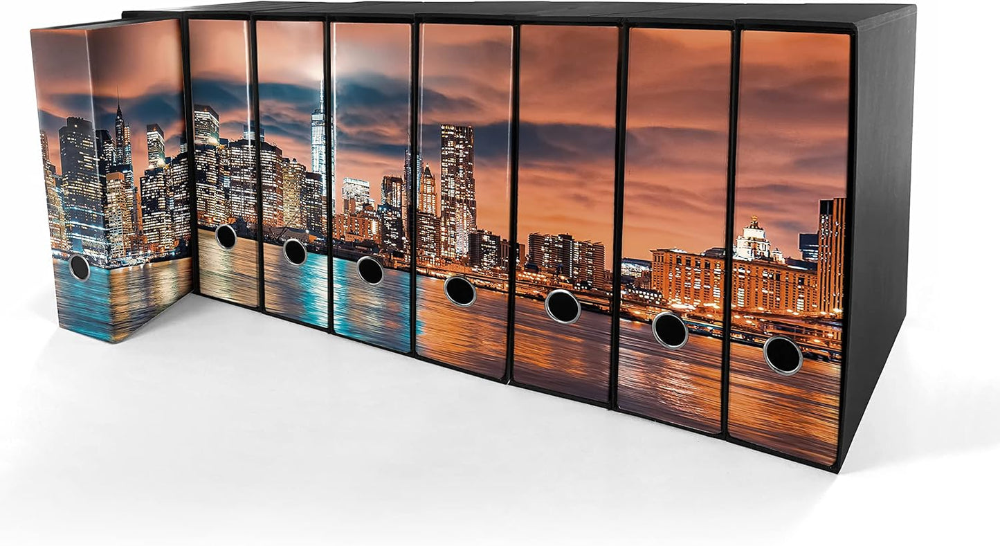 Set da 8 raccoglitori ad anelli NEW YORK - Faldoni SHAREPRINTING (H31 con 2 anelli)
