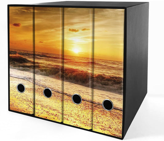 Set da 4 raccoglitori ad anelli - SPIAGGIA TRAMONTO (H31 cm con 2 anelli)
