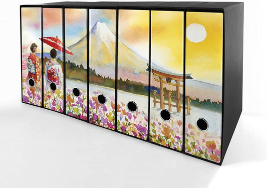 Set da 7 raccoglitori ad anelli MONTE FUJI DISEGNO - Faldoni SHAREPRINTING (H31 con 2 anelli)