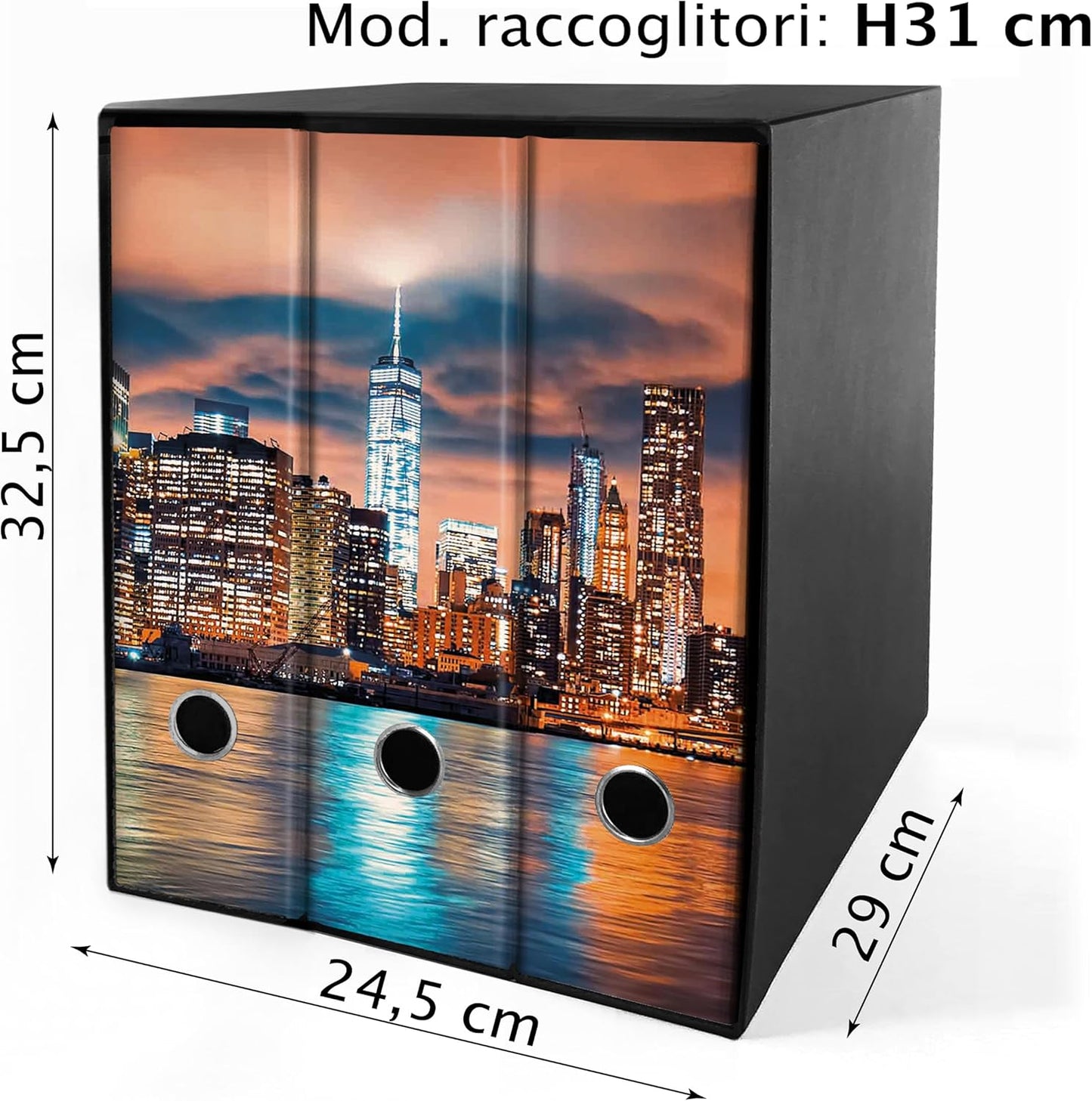 Set da 3 raccoglitori ad anelli - NEW YORK (H31 cm con 2 anelli)