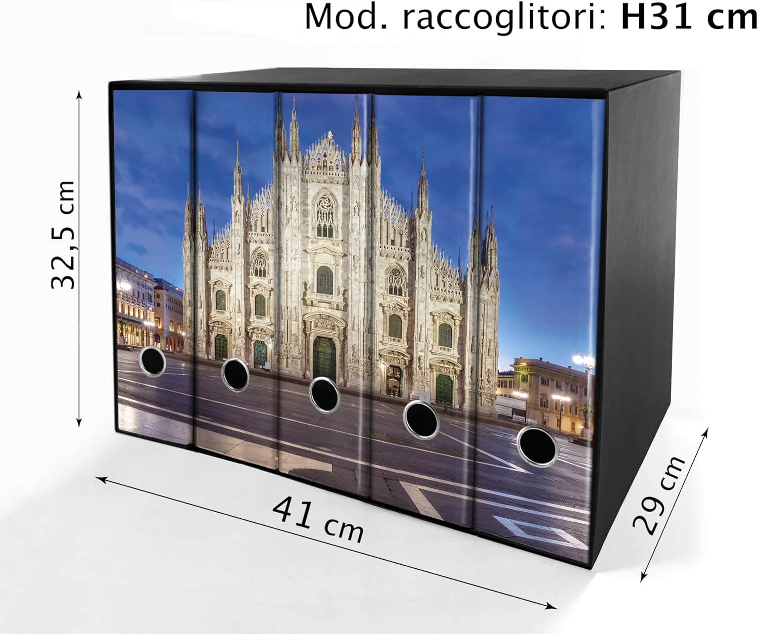 Set da 5 raccoglitori ad anelli DUOMO DI MILANO A COLORI - Faldoni SHAREPRINTING (H31 con 2 anelli)