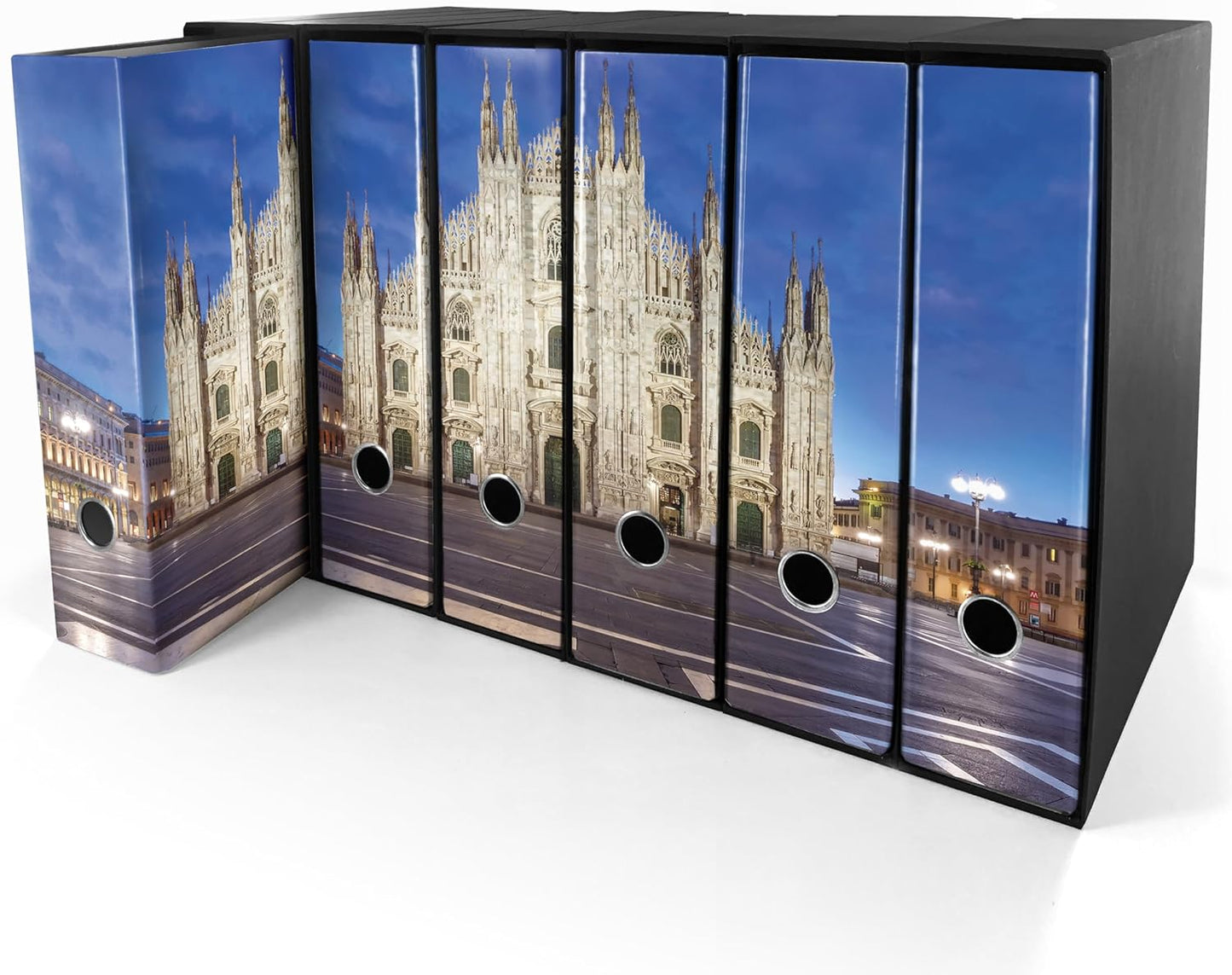 Set da 6 raccoglitori ad anelli DUOMO DI MILANO A COLORI - Faldoni SHAREPRINTING (H31 con 2 anelli)