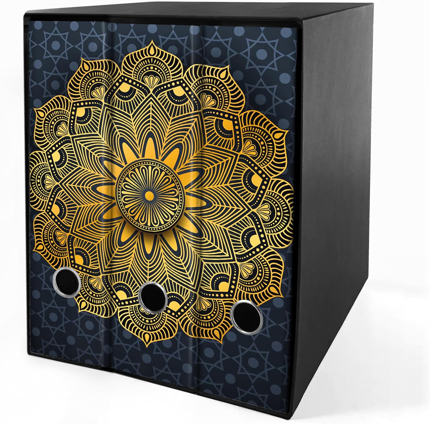 Set 3 raccoglitori ad anelli - MANDALA color ORO sfondo BLU (H31 cm con 2 anelli)