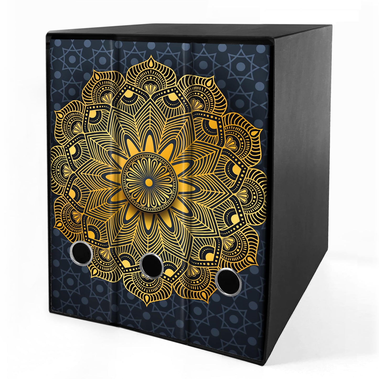 Set 3 raccoglitori ad anelli - MANDALA color ORO sfondo BLU (H31 cm con 2 anelli)