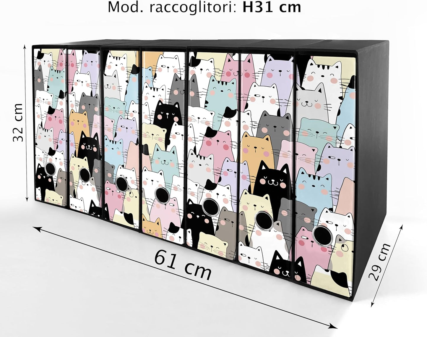 Set da 7 raccoglitori ad anelli GATTONI - Faldoni SHAREPRINTING (H31 con 2 anelli)