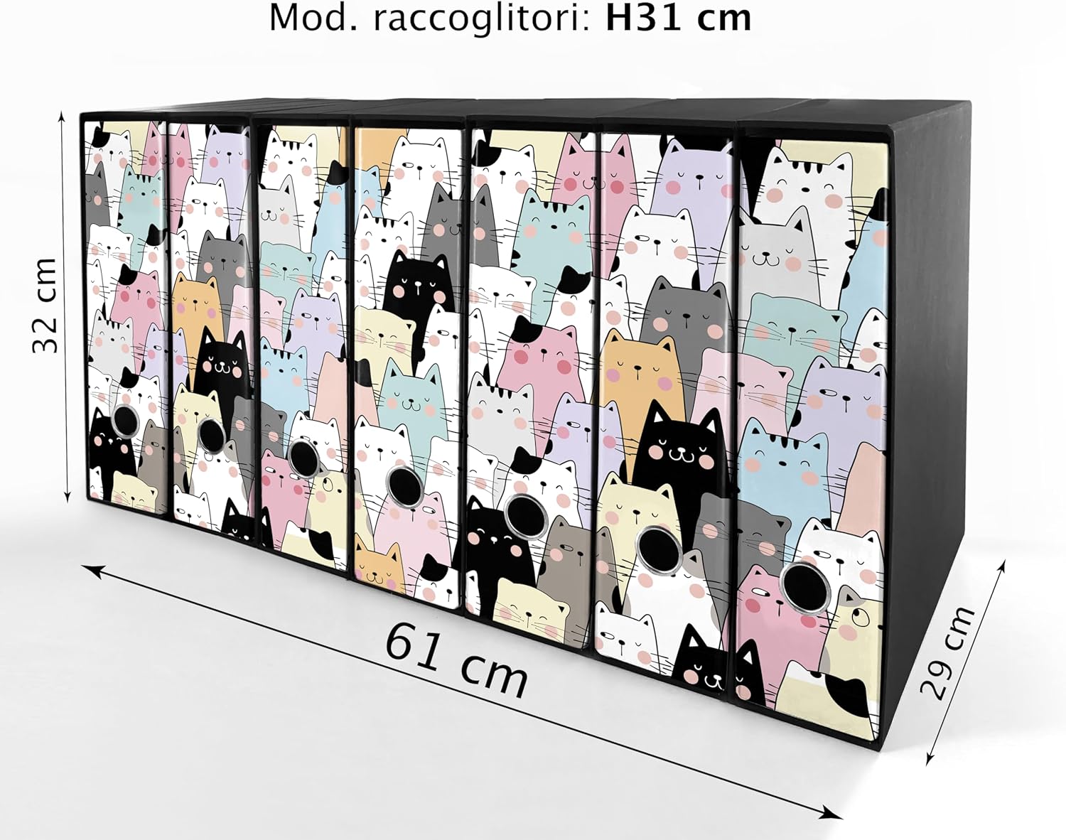 Set da 7 raccoglitori ad anelli GATTONI - Faldoni SHAREPRINTING (H31 con 2 anelli)