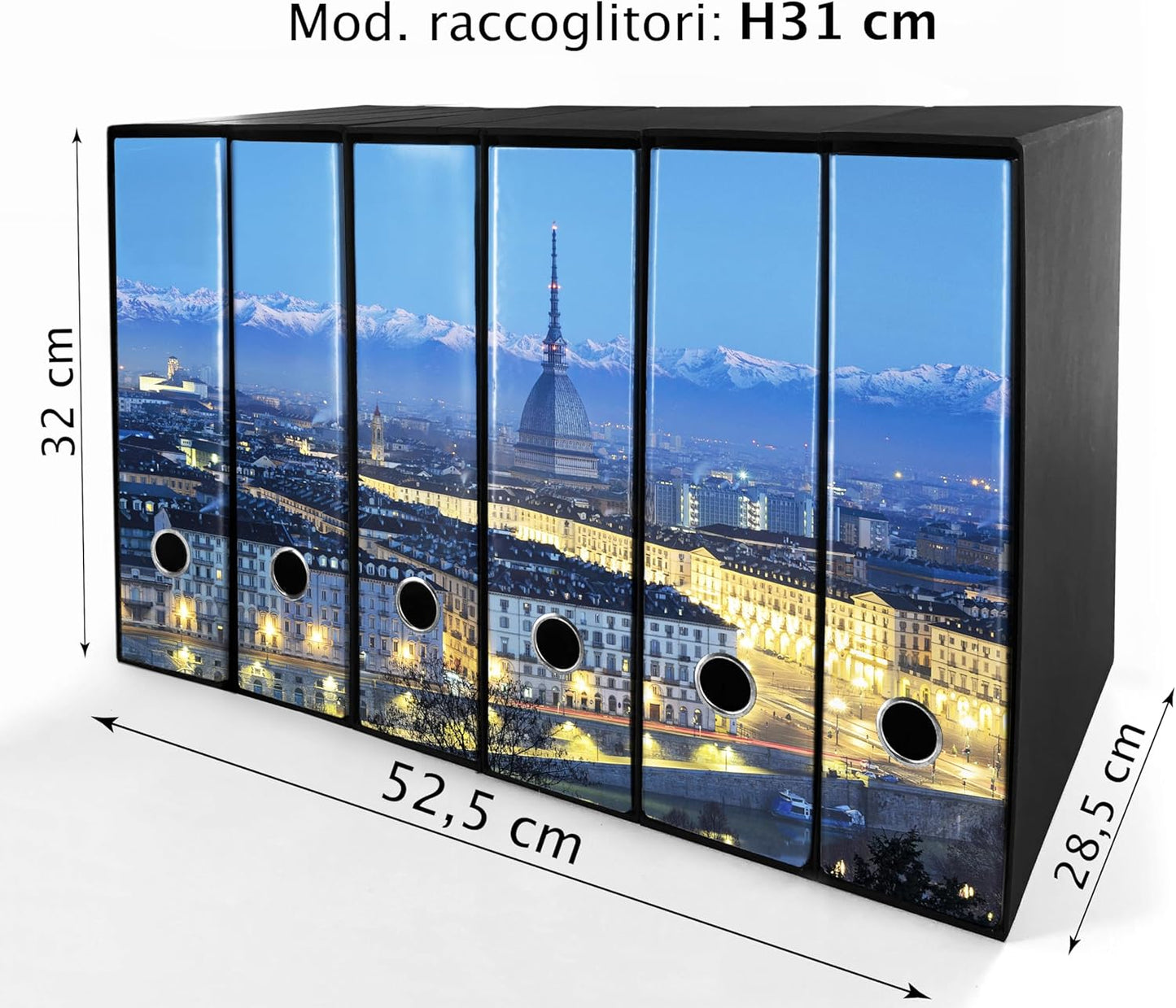 Set da 6 raccoglitori ad anelli TORINO - Faldoni SHAREPRINTING (H31 con 2 anelli)