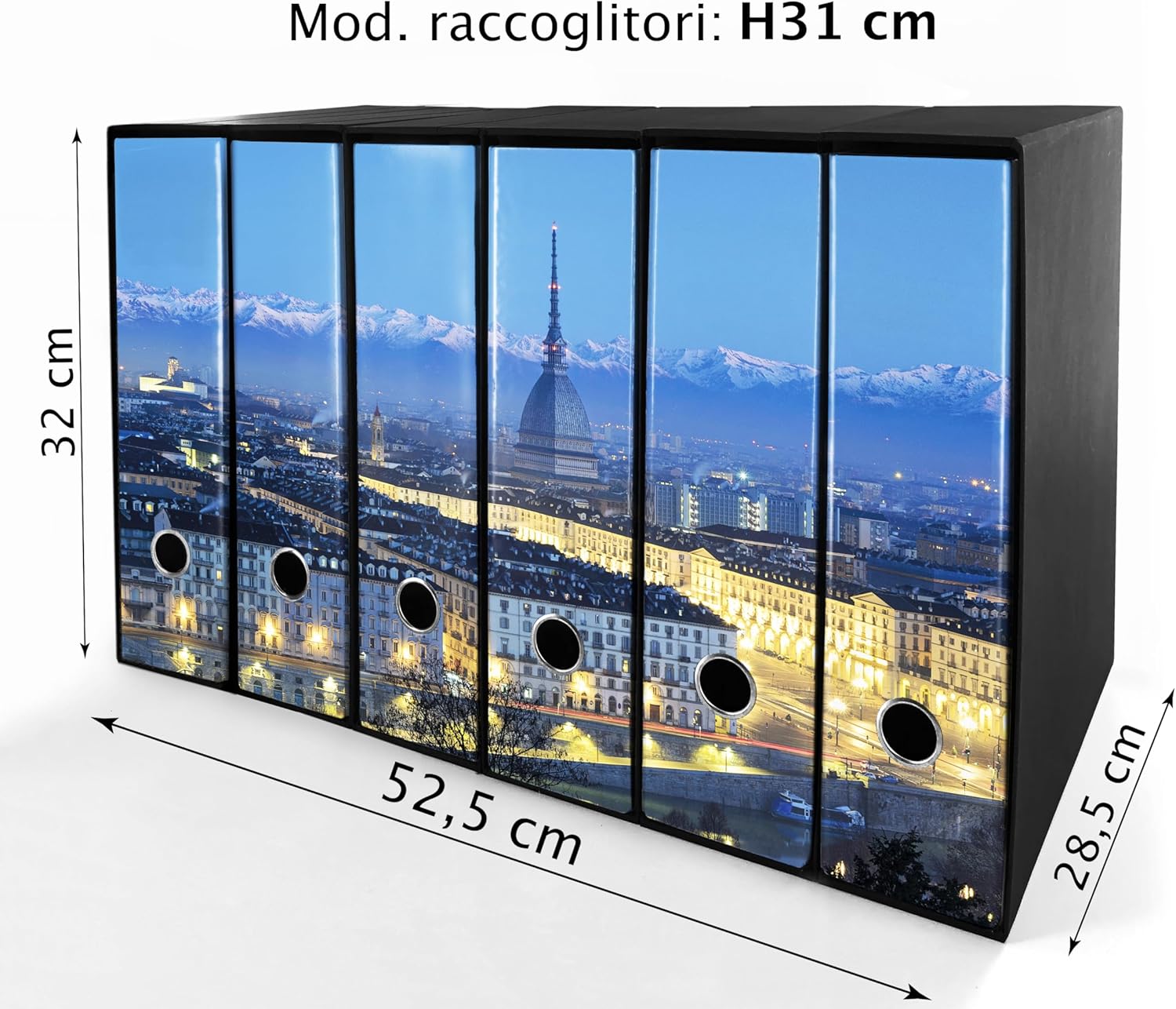 Set da 6 raccoglitori ad anelli TORINO - Faldoni SHAREPRINTING (H31 con 2 anelli)