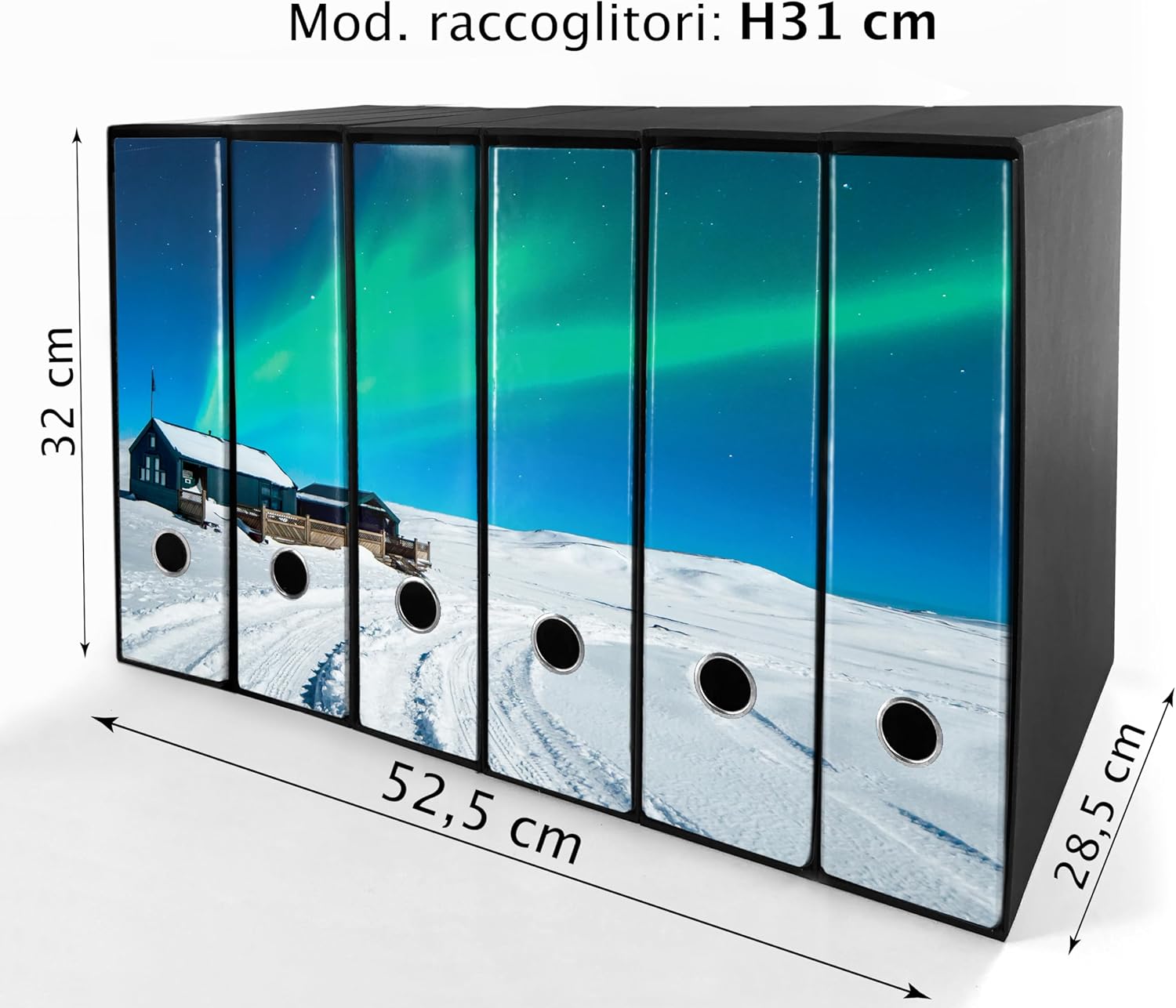 Set da 6 raccoglitori ad anelli - AURORA (H31 cm con 2 anelli)