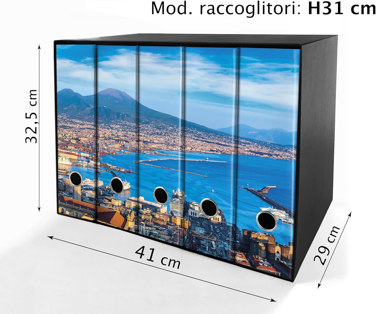 Set da 5 raccoglitori ad anelli GOLFO DI NAPOLI - Faldoni SHAREPRINTING (H31 con 2 anelli)