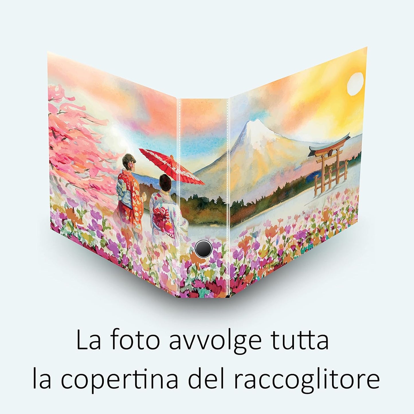 Set da 8 raccoglitori ad anelli MONTE FUJI DISEGNO - Faldoni SHAREPRINTING (H31 con 2 anelli)