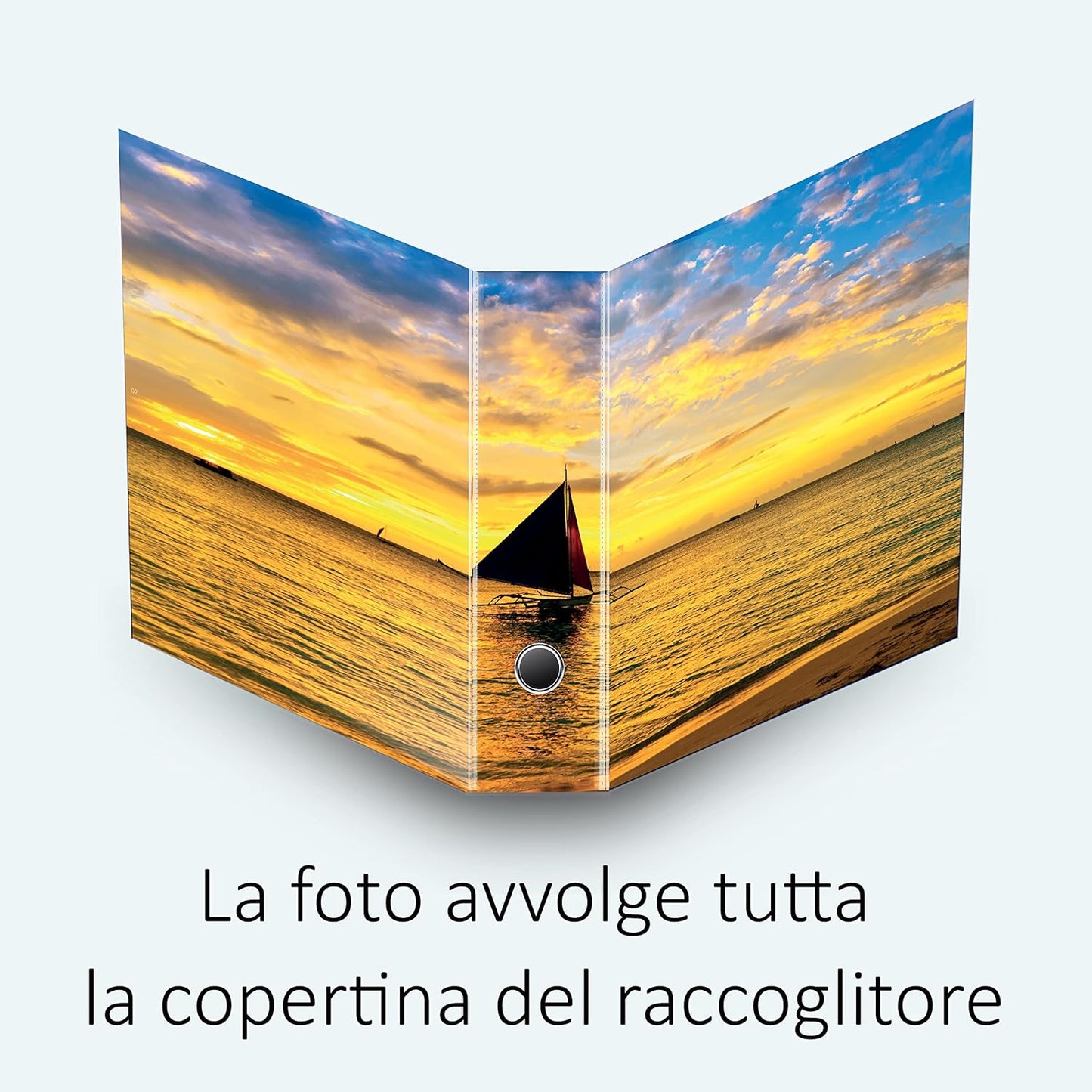 Set da 3 raccoglitori ad anelli - BARCA AL TRAMONTO (H31 cm con 2 anelli)
