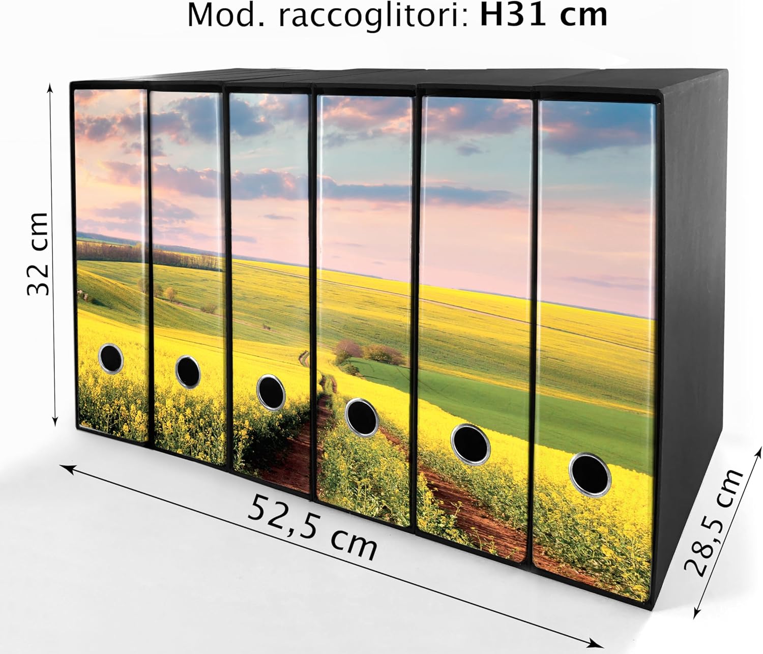 Set da 6 raccoglitori ad anelli - CAMPO FIORITO (H31 cm con 2 anelli)