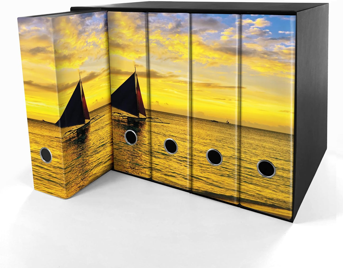 SET da 5 Raccoglitori ad anelli - BARCA TRAMONTO (28x31 cm con 2 anelli)